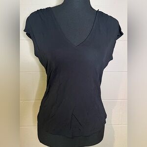 Black V-Neck Women's Top